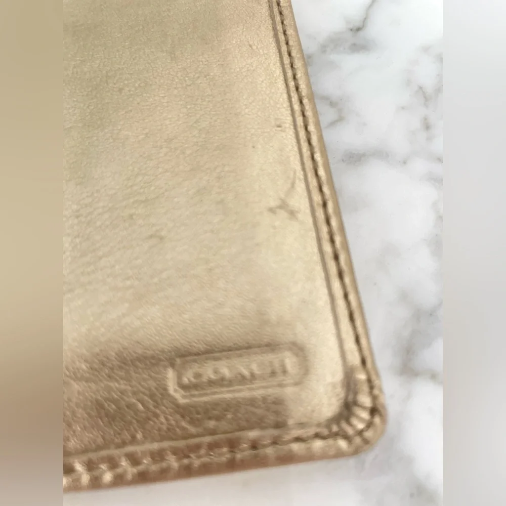 Vintage Coach Signature Card Case Wallet Khaki/Metallic Brown - Picture 6 of 13